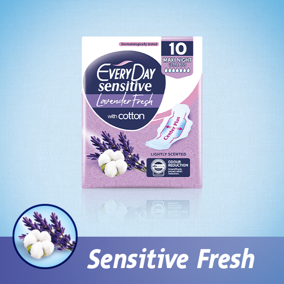 EveryDay Sensitive with cotton Lavender Fresh Σερβιέτες Maxi Night 10 τεμ.