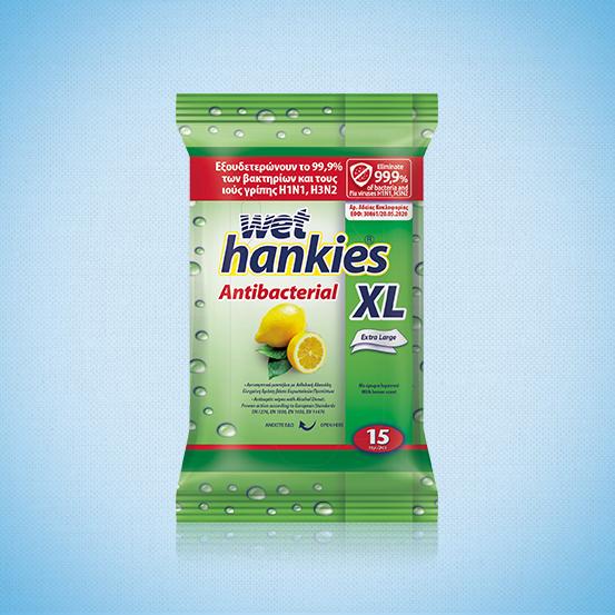 Αντιβακτηριδιακά μαντήλια για τα χέρια Wet Hankies Lemon XL