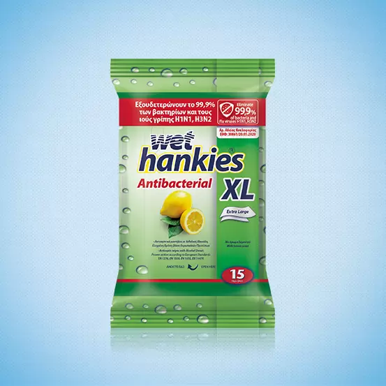 Antibacterial hand Wipes Wet Hankies Lemon XL
