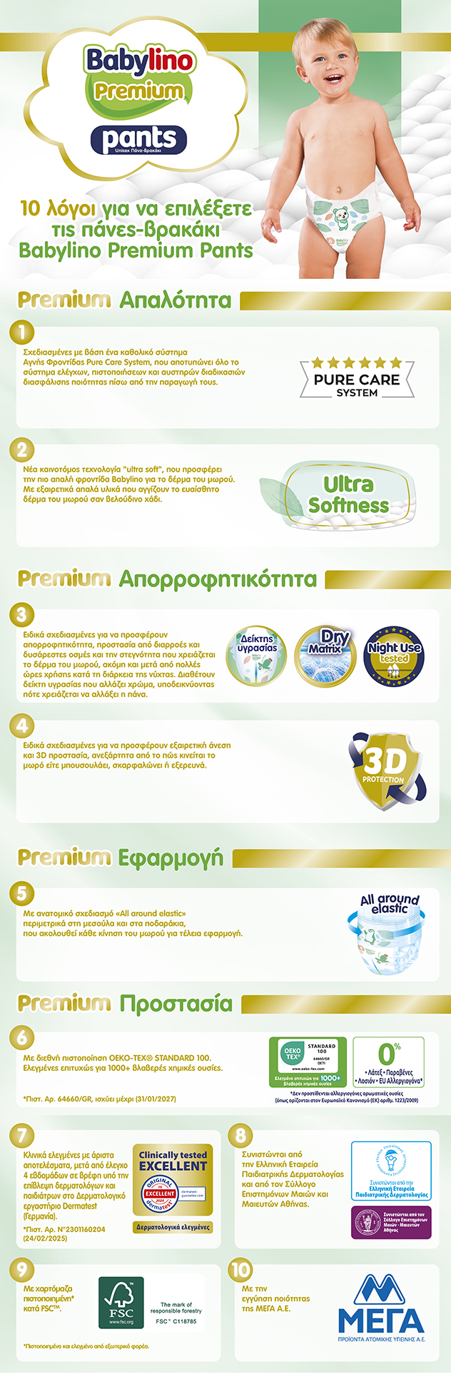 10 λόγοι για να επιλέξετε τις πάνες-βρακάκι Babylino Premium Pants με μια ματιά